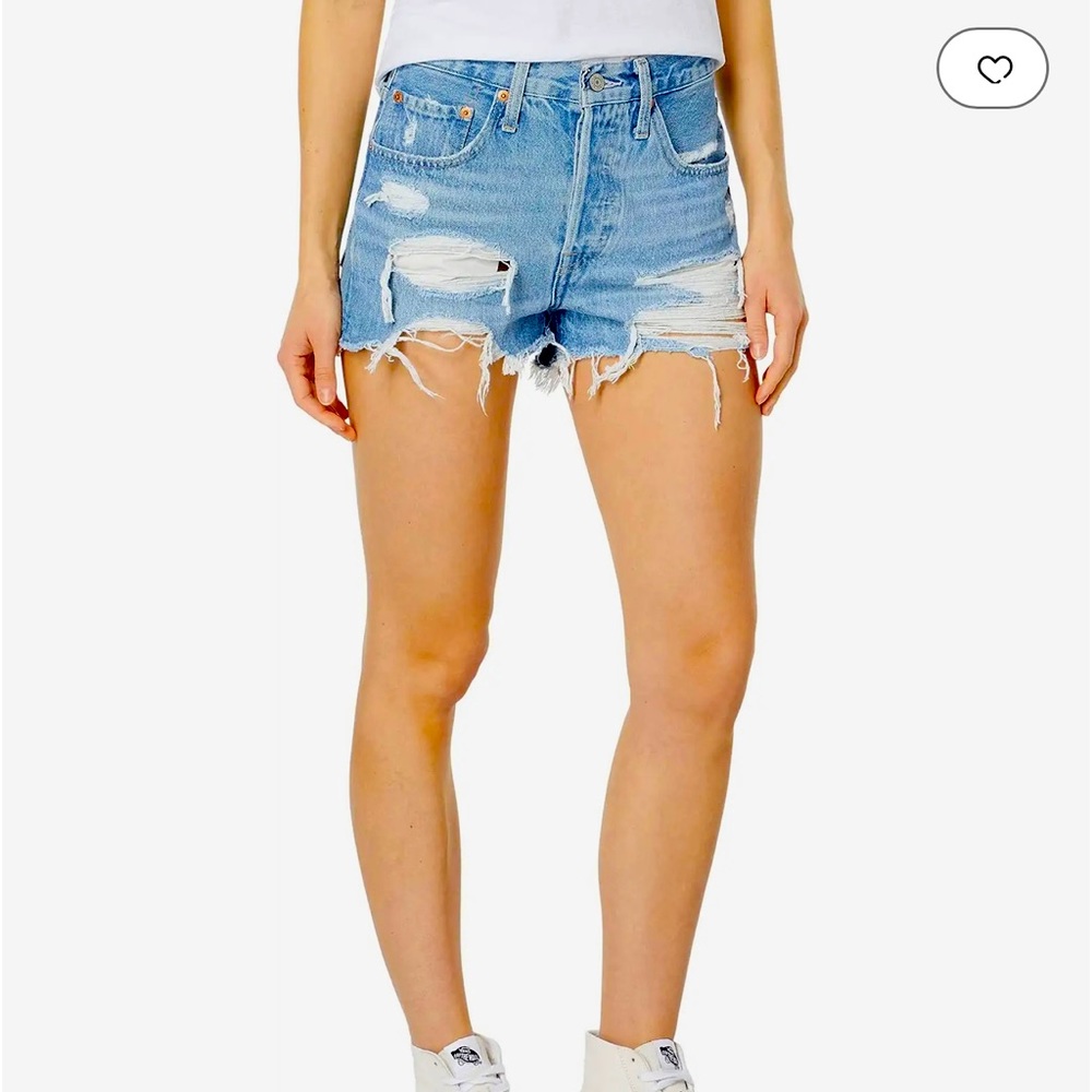 Levi’s 501 high rise,  light blue denim short.